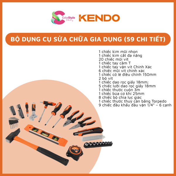  BỘ DỤNG CỤ SỬA CHỮA GIA DỤNG NHIỀU CHI TIẾT THƯƠNG HIỆU KENDO 