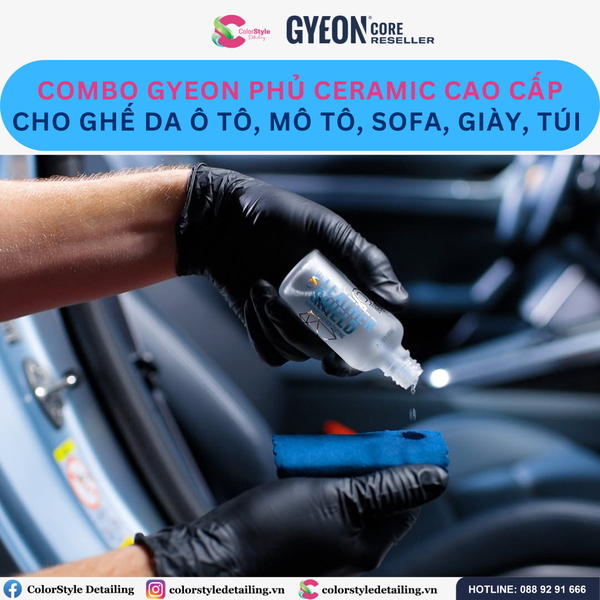  Combo Gyeon Phủ Ceramic Cao Cấp Cho Ghế Da Ô Tô, Mô Tô, Sofa, Giày Túi 