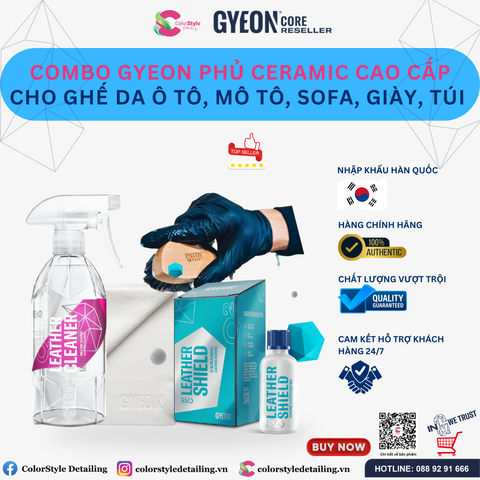  Combo Gyeon Phủ Ceramic Cao Cấp Cho Ghế Da Ô Tô, Mô Tô, Sofa, Giày Túi 