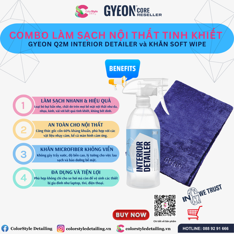  Combo Gyeon Interior Detailer SoftWipe Làm Sạch Nội Thất Tinh Khiết 