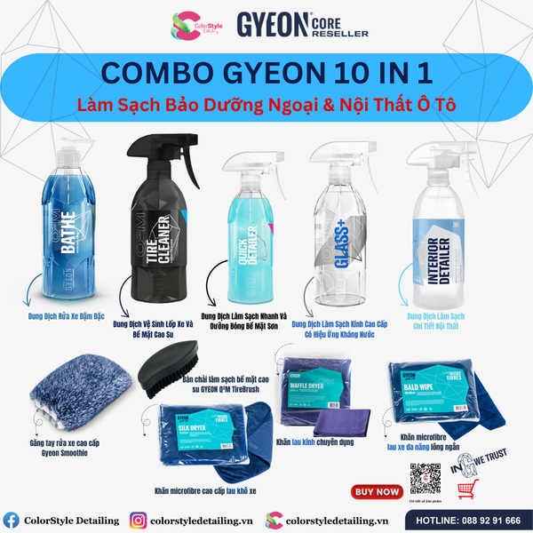  Combo Sản Phẩm Gyeon 10 in 1 Làm Sạch Bảo Dưỡng Ngoại & Nội Thất Ô Tô 