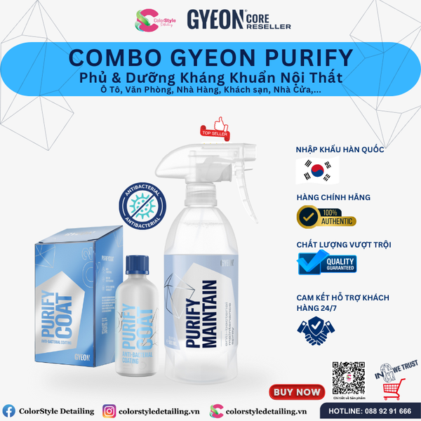  Combo Gyeon Purify Phủ & Dưỡng Kháng Khuẩn Nội Thất 