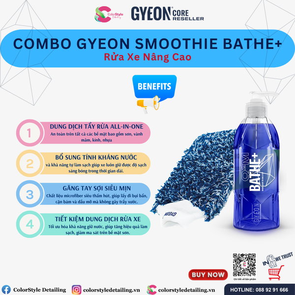  Combo Rửa Xe Nâng Cao Gyeon Smoothie Bathe+ 