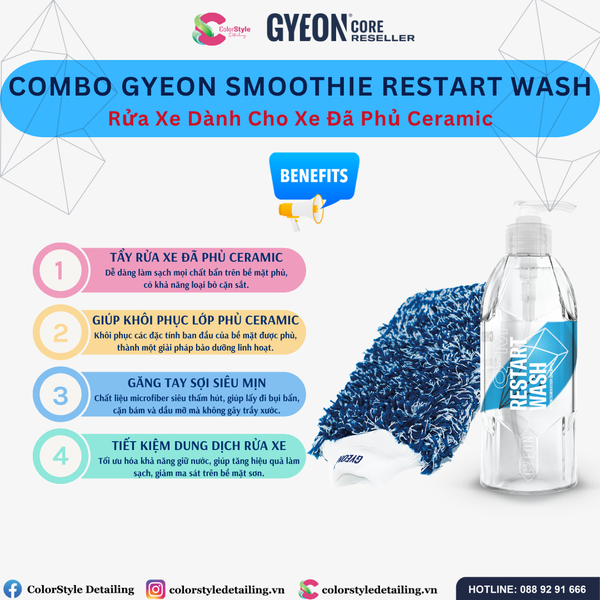  Combo Rửa Xe Dành Cho Xe Đã Phủ Ceramic Gyeon Smoothie Restart Wash 