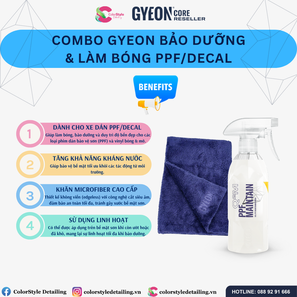  Combo Gyeon Bảo Dưỡng Làm Bóng PPF Và Decal 