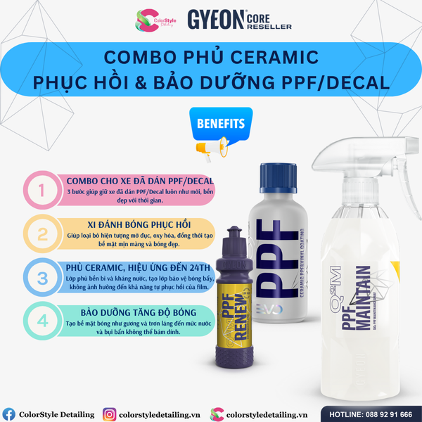  Combo Phủ Ceramic Phục Hồi Và Bảo Dưỡng PPF, Decal 