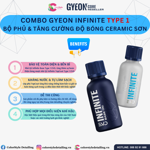  Combo Gyeon Infinite TYPE 1 Dung Dịch Phủ Ceramic & Tăng Cường Độ Bóng 