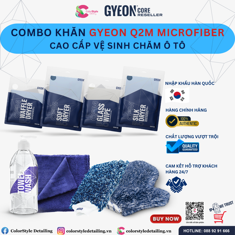  Combo Khăn Gyeon Q2M Microfiber cao cấp vệ sinh chăm xe ô tô 