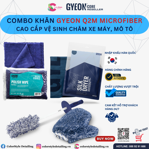  Combo Khăn Gyeon Q2M Microfiber Cao Cấp Vệ Sinh Chăm Xe Máy, Mô Tô 