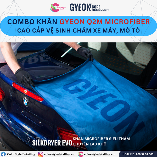  Combo Khăn Gyeon Q2M Microfiber Cao Cấp Vệ Sinh Chăm Xe Máy, Mô Tô 