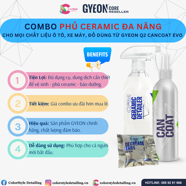  Combo Phủ Ceramic Đa Năng Cho Mọi Chất Liệu Ô Tô, Xe Máy, Đồ Dùng 