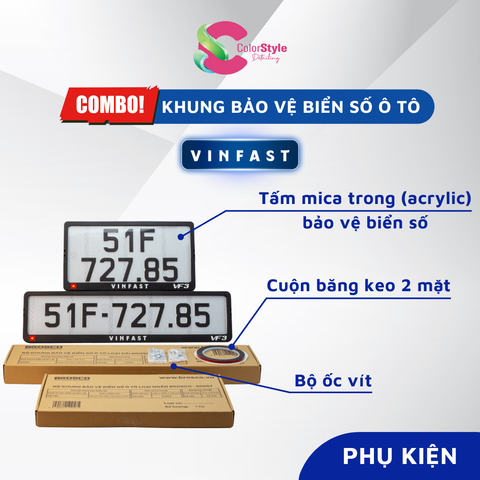  Combo 2 Khung Bảo Vệ Biển Số Cho Xe Ô Tô Vinfast Bằng Nhựa PP Cao Cấp 