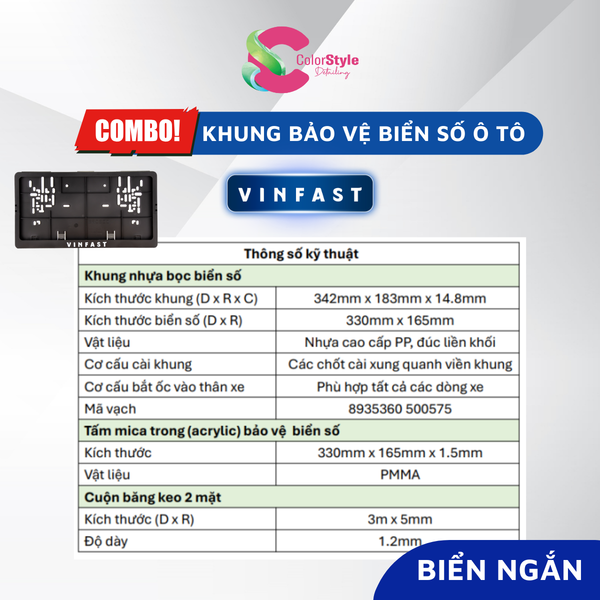  Combo 2 Khung Bảo Vệ Biển Số Cho Xe Ô Tô Vinfast Bằng Nhựa PP Cao Cấp 
