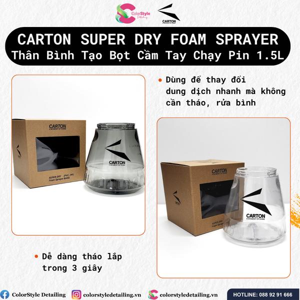  Thân Bình Tạo Bọt Chạy Pin Cầm Tay Carton Super Dry Foam Sprayer 1.5L 