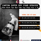  Thân Bình Tạo Bọt Chạy Pin Cầm Tay Carton Super Dry Foam Sprayer 1.5L 