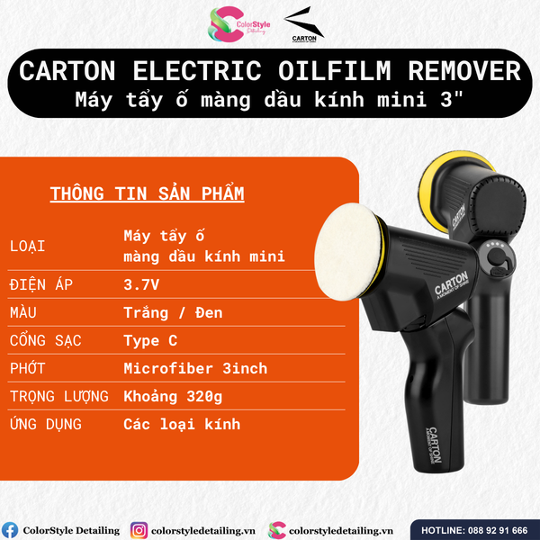  Máy Tẩy Màng Dầu Ố Kính Carton Electric Oilfilm Remover Mini 3 inch 