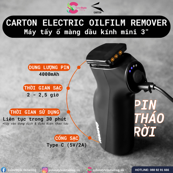  Máy Tẩy Màng Dầu Ố Kính Carton Electric Oilfilm Remover Mini 3 inch 