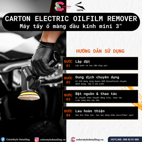  Máy Tẩy Màng Dầu Ố Kính Carton Electric Oilfilm Remover Mini 3 inch 