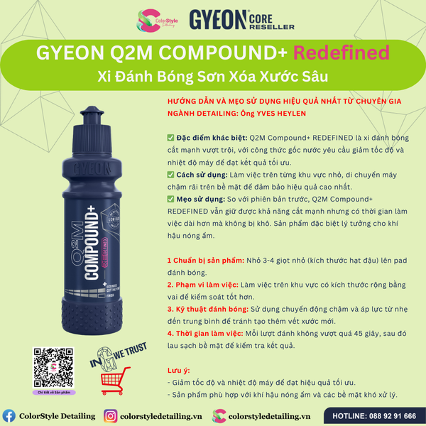  GYEON Q2M Compound+ REDEFINED Xi Đánh Bóng Sơn Xóa Xước Sâu 