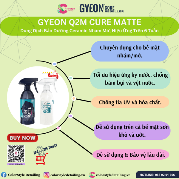  GYEON Q2M Cure Matte Redefined, Dung Dịch Bảo Dưỡng Ceramic Nhám Mờ 