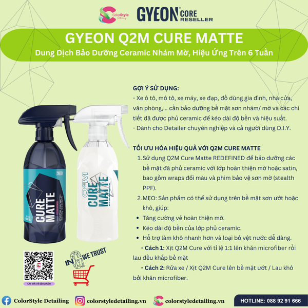  GYEON Q2M Cure Matte Redefined, Dung Dịch Bảo Dưỡng Ceramic Nhám Mờ 