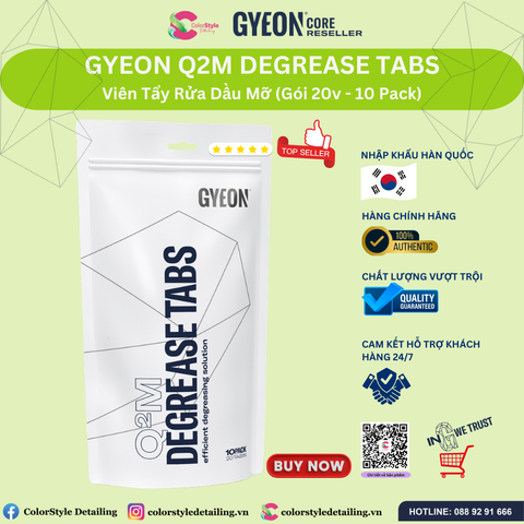  Gói 10-viên tẩy dầu mỡ GYEON Q2M Degrease Tabs 10-pack 