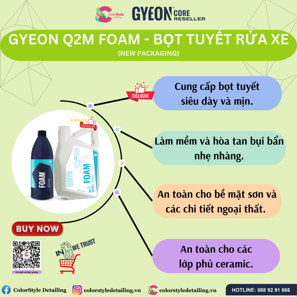  GYEON Q2M Foam, Bọt Tuyết Rửa Xe Pre Wash 
