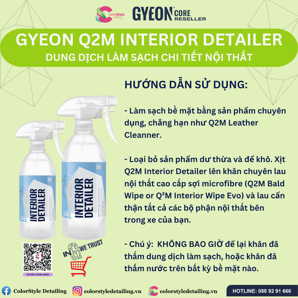  GYEON Q2M Interior Detailer, Dung Dịch Làm Sạch Chi Tiết Nội Thất 