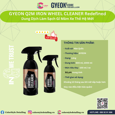  GYEON Q2M Iron Wheel Cleaner Redefined, Tẩy Gỉ Sắt Mâm Xe Thế Hệ Mới 