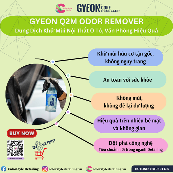  GYEON Q2M Odor Remover Khử Mùi Nội Thất Ô Tô, Văn Phòng Hiệu Quả 