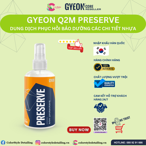  GYEON Q2M Preserve, Dung Dịch Phục Hồi Bảo Dưỡng Các Chi Tiết Nhựa 