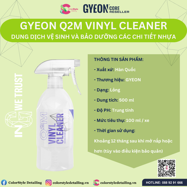  GYEON Q2M Vinyl Cleaner, Dung Dịch Vệ Sinh Và Bảo Dưỡng Chi Tiết Nhựa 