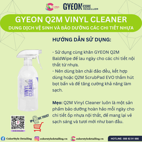 GYEON Q2M Vinyl Cleaner, Dung Dịch Vệ Sinh Và Bảo Dưỡng Chi Tiết Nhựa 