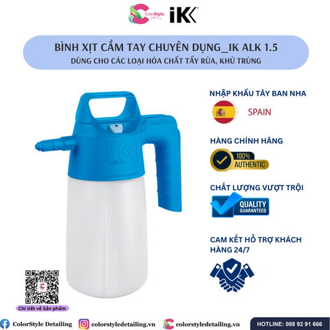  BÌNH XỊT NÉN KHÍ CẦM TAY 1.5 LÍT CHO TẨY RỬA VÀ KHỬ TRÙNG, IK ALK 1.5 