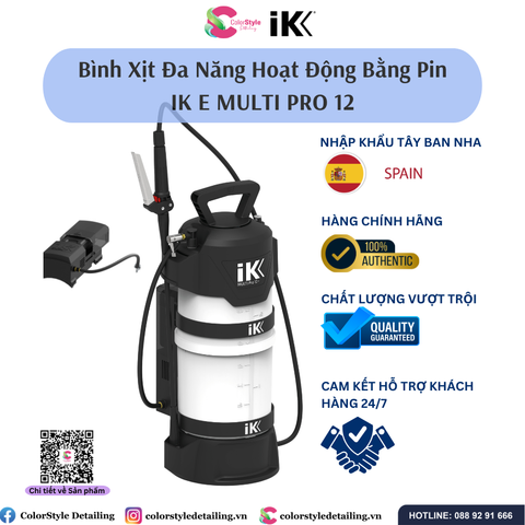  BÌNH XỊT HÓA CHẤT CHẠY PIN, IK E MULTI PRO 12 (10 Lít), CHÍNH HÃNG 