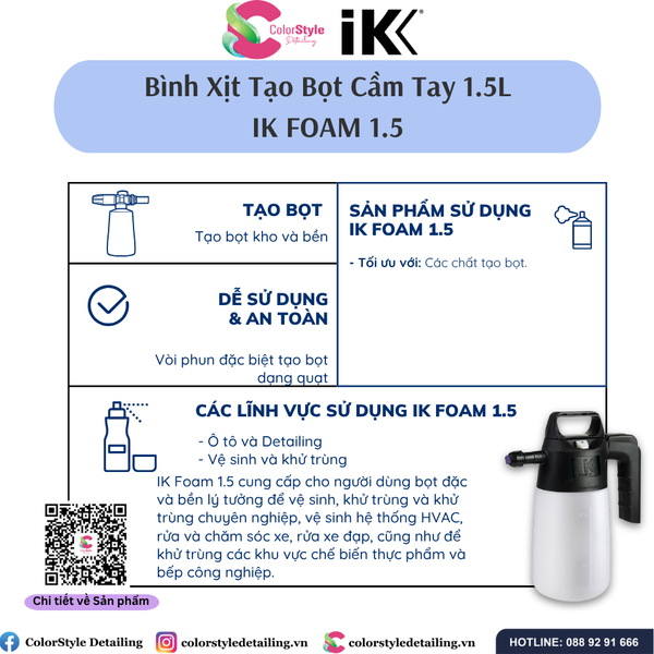  BÌNH XỊT TẠO BỌT IK FOAM PRO 2 & IK FOAM 1.5 CHÍNH HÃNG 