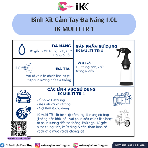  BÌNH XỊT PHUN SƯƠNG CẦM TAY ĐA NĂNG IK MULTI TR 1, DUNG TÍCH 1 LÍT 