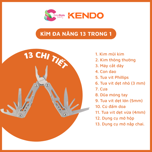  Kìm Đa Năng 13 Trong 1 Kendo Nhỏ Gọn Tiện Dụng 