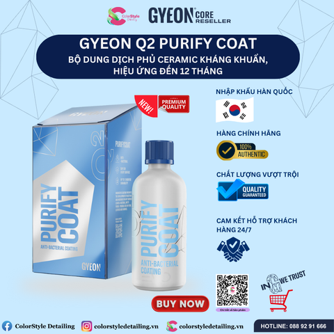  GYEON Q2 Purify Coat Bộ Phủ Ceramic Kháng Khuẩn Nội Thất Hiệu Ứng 12Th 
