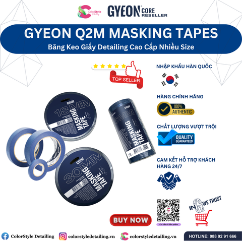  GYEON Q2M Masking Tape Băng Keo Giấy Detailing Cao Cấp Nhiều Size 