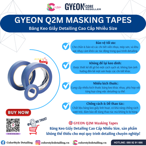  GYEON Q2M Masking Tape Băng Keo Giấy Detailing Cao Cấp Nhiều Size 