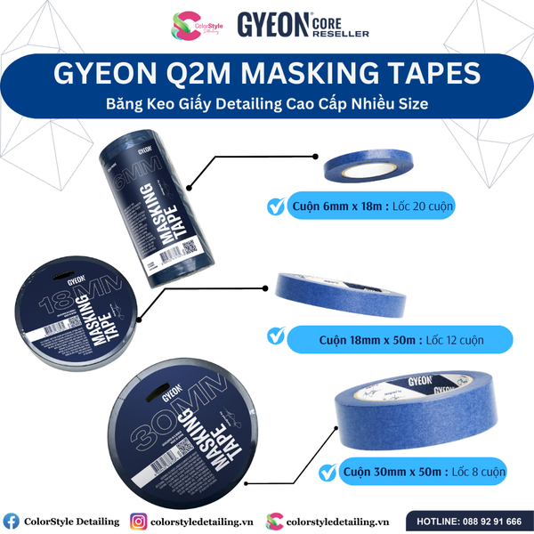  GYEON Q2M Masking Tape Băng Keo Giấy Detailing Cao Cấp Nhiều Size 