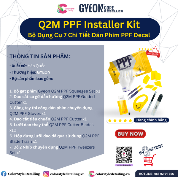  GYEON Q2M PPF Installer Kit Bộ Dụng Cụ 7 Chi Tiết Dán Phim PPF Decal 