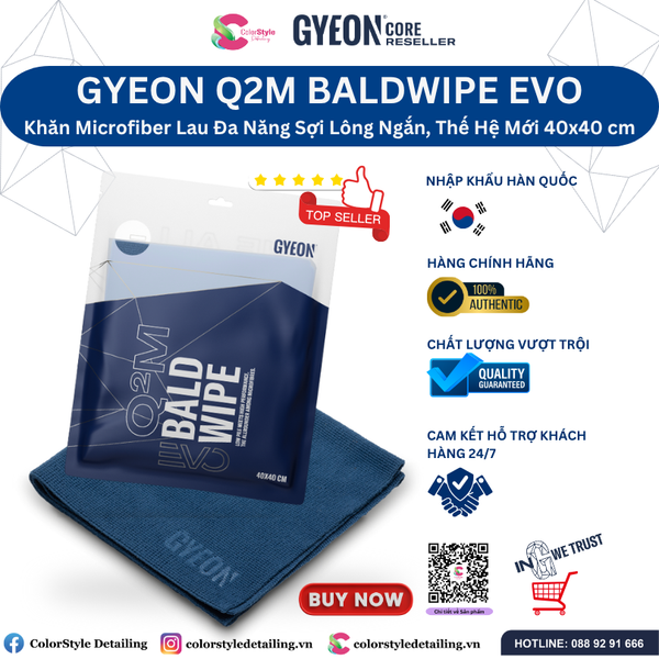  GYEON Q2M Bald Wipe EVO Khăn Microfiber Lau Đa Năng Sợi Lông Ngắn 