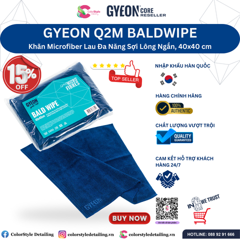  GYEON Q2M Bald Wipe EVO Khăn Microfiber Lau Đa Năng Sợi Lông Ngắn 