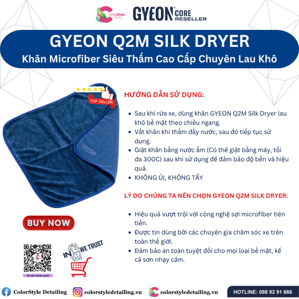  GYEON Q2M Silk Dryer Khăn Microfiber Siêu Thấm Cao Cấp Chuyên Lau Khô 