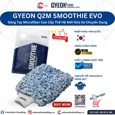 GYEON Q2M Smoothie EVO Găng Tay Microfiber Cao Cấp Rửa Xe Chuyên Dụng 