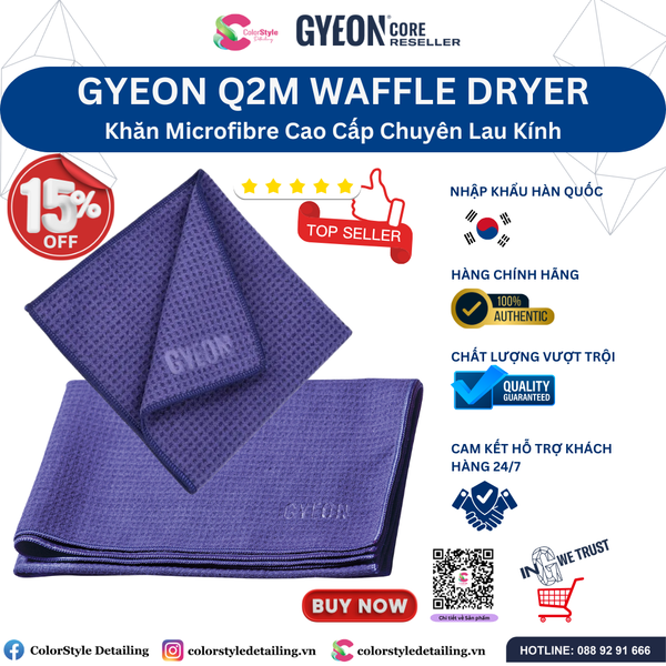  GYEON Q2M WaffleDryer Khăn Microfibre Cao Cấp Chuyên Lau Kính 