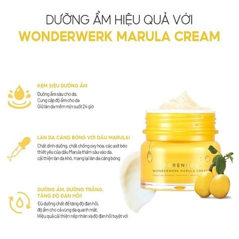 Kem Dưỡng Ẩm Trắng Da Ngăn Ngừa Lão Hóa Da Ban Đêm Forencos Wonderwerk Marula Cream