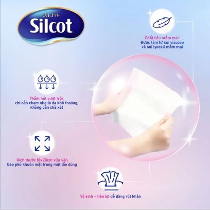 Khăn Khô Lau Mặt Silcot 80 Miếng